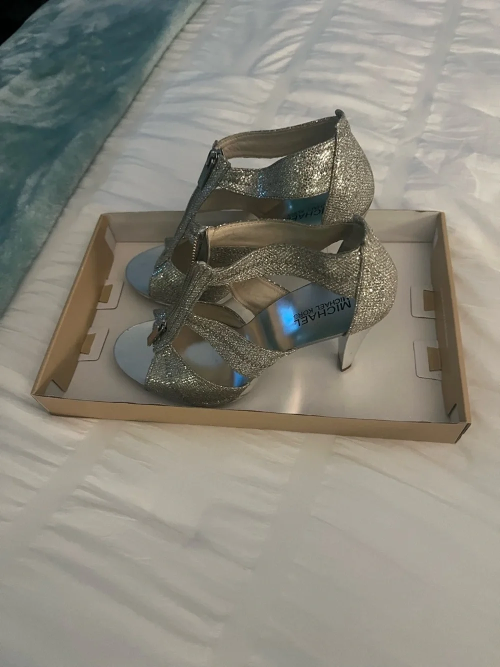 Michael Kors Silver Glitter Platform Heels